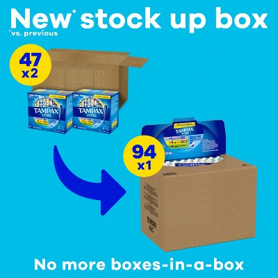 Tampax Pearl Tampons Trio Pack with Plastic Applicator and LeakGuard Braid - Light/Regular/Super Absorbency - Unscented - 94ct