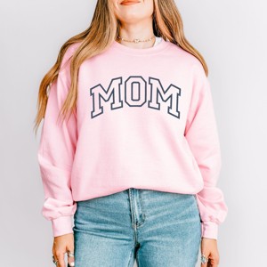 Simply Sage Market Embroidered Mom Varsity Outline Sweatshirt - 2XL - Light Pink - 1 of 4