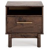 Calverson Nightstand Brown/Beige: Industrial Bedside Table with Storage, Metal Glides - Signature Design by Ashley - 4 of 4