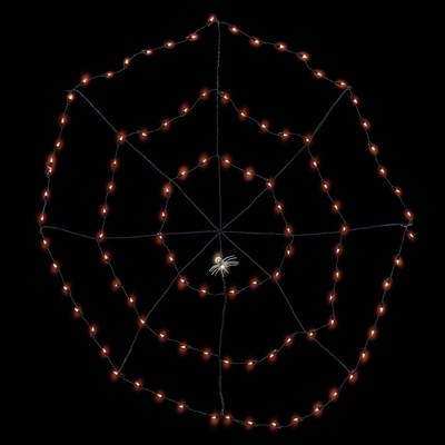 Northlight 5' Lighted Orange and Black Spider in Web Halloween Decoration, Black Wire