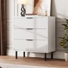 Wave Fluted 3 Drawers Dresser, 30'' Tall Wood Nightstand, Modern Chest of Drawers, Wide Side Table with Black Metal Legs for Bedroom Hallway, White - 2 of 4