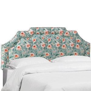 Eve Notched Border Headboard Queen Lucha Rose Conifer Green - Cloth & Co., Lucha Pink Conifer Green
