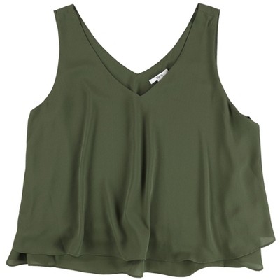 bar III Womens Ruffle Hem Knit Blouse, Green, X-Large