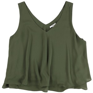 bar III Womens Ruffle Hem Knit Blouse, Green, X-Large - 1 of 2