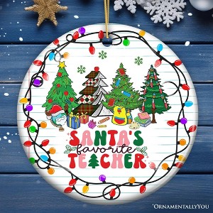 Santa’s Favorite Teacher Festive Holiday Christmas Gift Ornament| OrnamentallyYou - 1 of 4