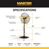 Master High Velocity Oscillating Pedestal Fan, 3 Speed Portable Metal Standing Fan with Adjustable Height - Powerful & Efficient Cooling, 24 Inch - 3 of 4