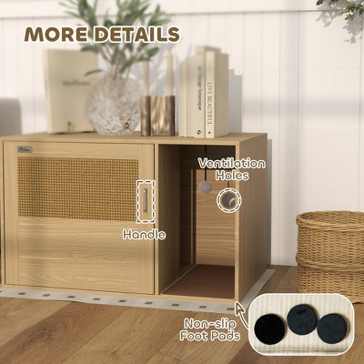 Boho Style Light Brown Rattan Cat Litter Box Enclosure