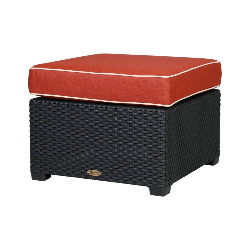 Photos - Garden Furniture Lagoon Magnolia Rattan Ottoman - Black/Red  