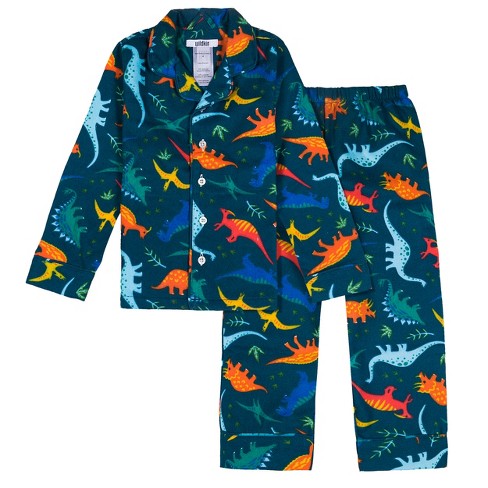 Wildkin Kids 2-Piece Button Down Polyester Flannel Pajama Set for Boys and  Girls, Size 4 (Jurassic Dinosaurs)