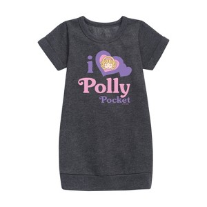 Polly Pocket I Love Polly Pocket Graphic Short Sleeve Fleece Dress - Heather Charcoal - 3T - 1 of 1