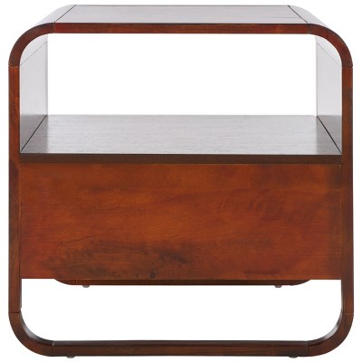 Walnut and Natural Rattan 1 Drawer Nightstand