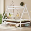 TIRAMISUBEST Twin/Full Size House Platform Bed with 2-Step Stairs, Kids Open Tent Bed with A Triangular Prism Frame - 2 of 4