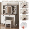 CAVINAS Large Farmhouse Makeup Vanity Modern Farmhouse Vanity Desk with Mirror with Hairdryer Holder Dressing Table with Mirror for Bedroom, White - 3 of 4