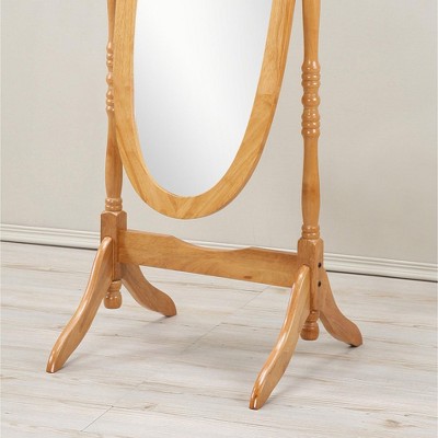 Traditional Oak Freestanding Oval Wood Cheval Mirror