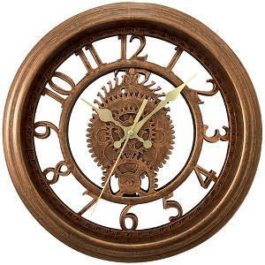 Unique Bargains Plastic Silent Battery Powered Rustic Farmhouse Gear Wall Clock 11 x 11 Inches - 1 of 4
