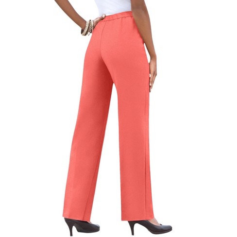 Roaman's Women's Plus Size Classic Bend Over® Pant, 18 W - Sunset Coral :  Target