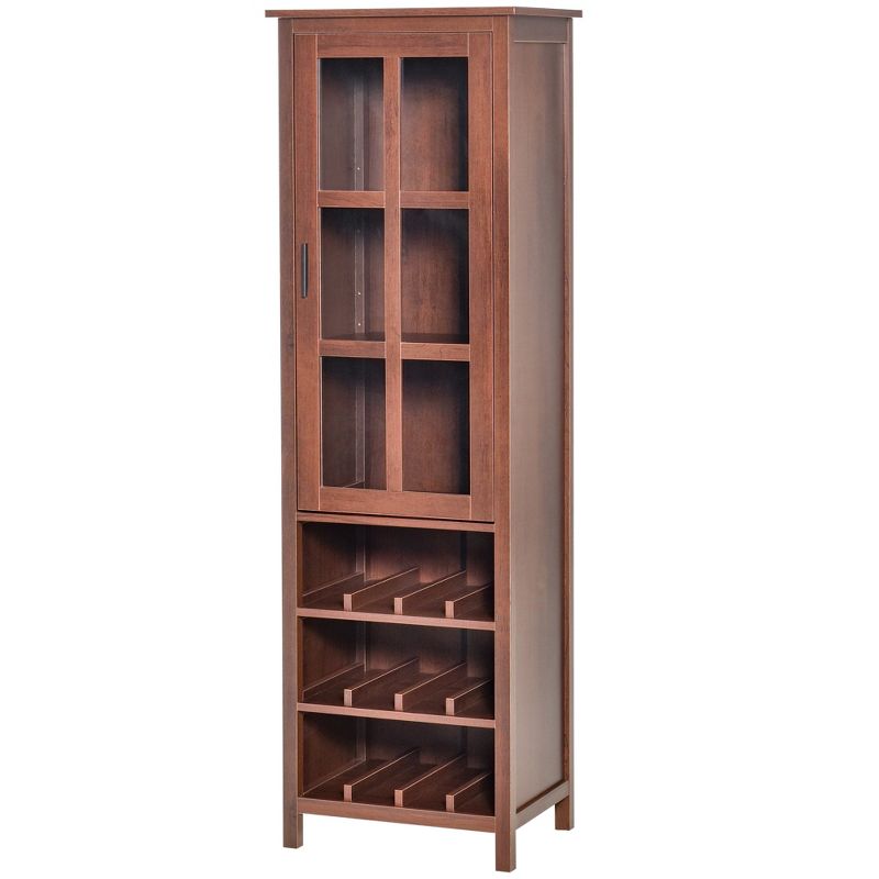 HOMCOM Tall Wine Cabinet, Bar Display Cupboard with 12-Bottle Wine Rack, Glass Door and 3 Storage Compartment for Living Room, Home Bar, Dining Room, 4 of 7