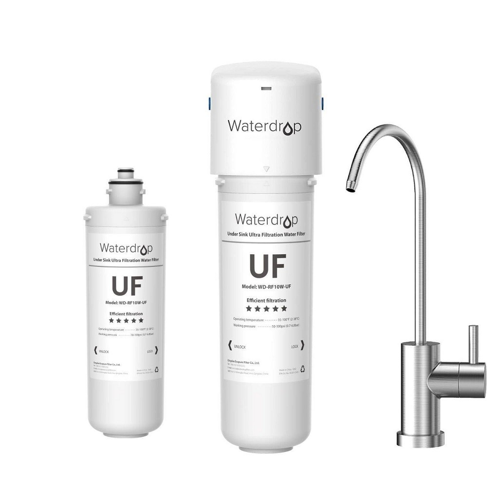 Waterdrop 10UBW-UF Ultra Filtration Under Sink Water Filter System with 1 Extra RFW10-UF Filter