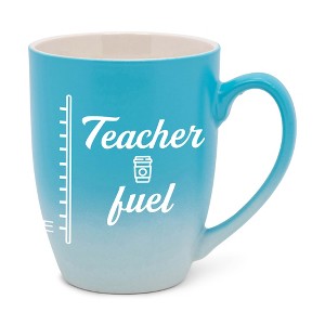 Elanze Designs Teacher Fuel Two Toned Ombre Matte Teal and White 12 ounce Ceramic Stoneware Coffee Cup Mug - 1 of 4
