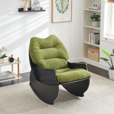 30"W Single Seat Velvet Rocking Chair with Deep Cushion,Plush Comfort Lounge Chair for Living Room Bedroom Balcony-Baofuwish