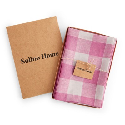 Sage and White Buffalo Check Linen Dinner Napkins Set of 4