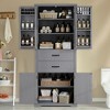 Rbied 30 in. W x 15.75 in. D x 72.5 in. H Wood Linen Cabinet Storage Cabinet W/ Adjustable Shelves, 2 Drawers - 4 of 4