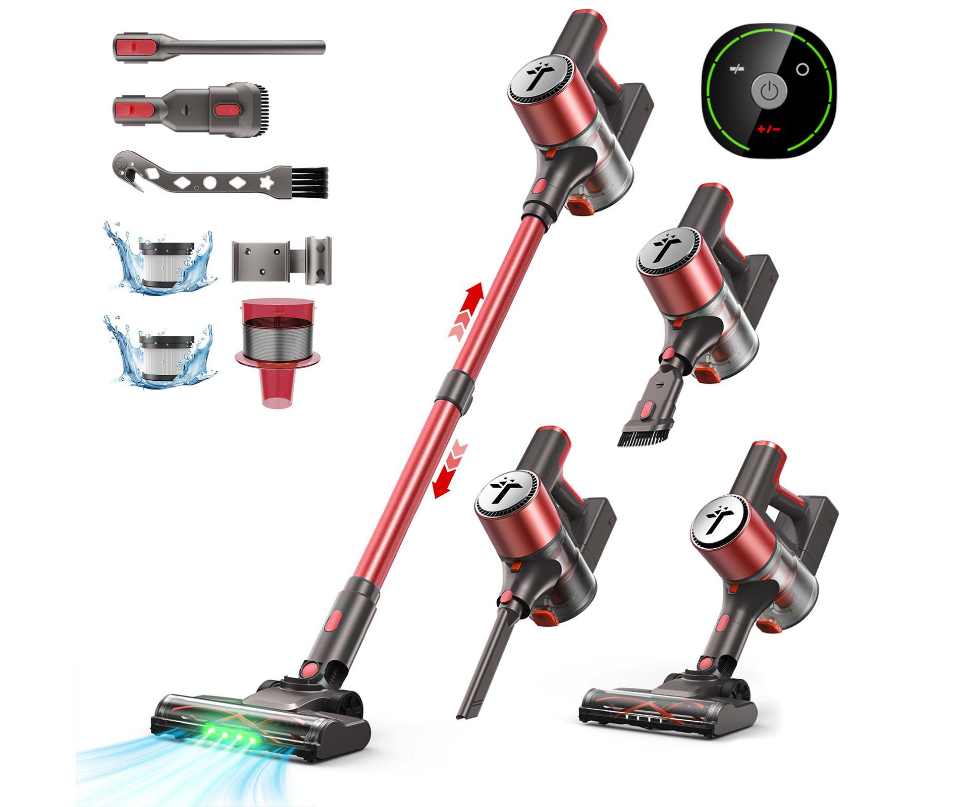 Teendow Cordless Vacuum Cleaner for Home, 50KPa Lightweight Stick Vacuum with 300W Brushless Motor, Self-Standing Vacuum for Hardwood Floors, Carpet