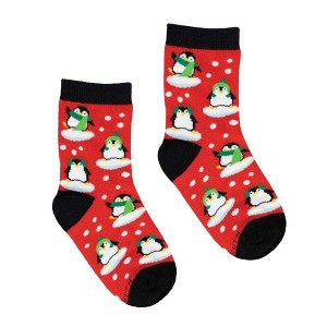 Socksmith 9.0 Inch Fashionable Penguins 4-7 Years Snow Seamless Toe Crew Socks - 1 of 3
