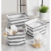 Design Imports Set of 2 Rectangle XL 12.5 x 17.5 x 10.5 Pe Coated Cotton Poly Laundry Bins Stripe Gray: Household Sorting Baskets, 2 Handles, All Ages - 2 of 4