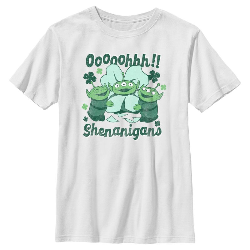 Boy's Toy Story St. Patrick's Day Little Green Men Ooooohhh Shenanigans T-Shirt, 1 of 5
