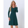 INSPIRE CHIC Women's Elegant Office Square Neck Long Sleeve Pleated A-line Dress - 3 of 4