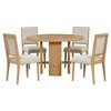 Grungis 5-Piece Round Dining Table Set for 4,Minimalist Farmhouse Dining Table with 4 Wood Upholstered Chairs,Dining Set for Dining Room - 4 of 4