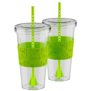 Copco Sierra 2-Pack 24 Ounce Iced Beverage Tumbler Cup with Straw & Spill Resistant Lid, BPA Free - 1 of 4