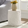 Munora 15.75 Inch Round Fiberglass Coffee Table, Imitation Stone End Table for Living Room, Bedroom, No Assembly Required, Beige - 3 of 4