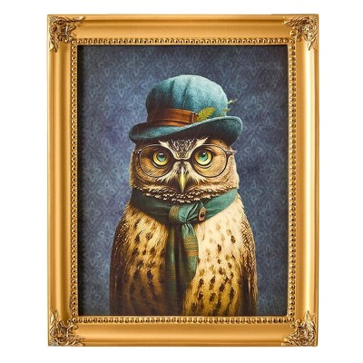 Old Wise Owl Framed Print in Gold Ornate Frame