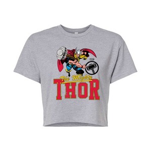 Women's - Marvel - Thor Collegiate Cropped Graphic T-Shirt - 1 of 4