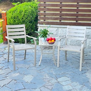 Gulches Set of 2 Cream Iron Outdoor Dining Chairs, Ecoated Metal Frame, All-Weather Rust-Resistant, Sturdy Thickened Design - 1 of 4