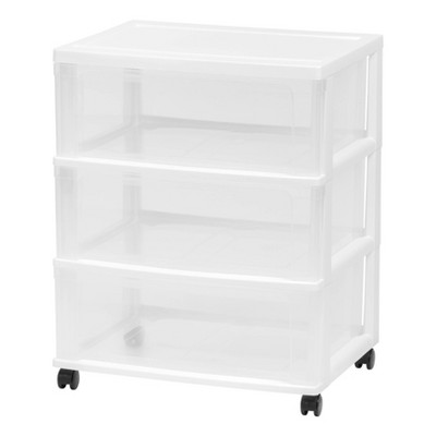 IRIS 3 Drawer Storage Cart with Wheels White