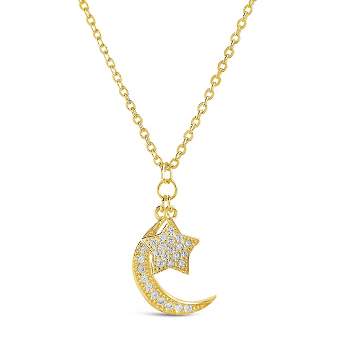 SHINE by Sterling Forever Sterling Silver CZ Moon & Star Necklace
