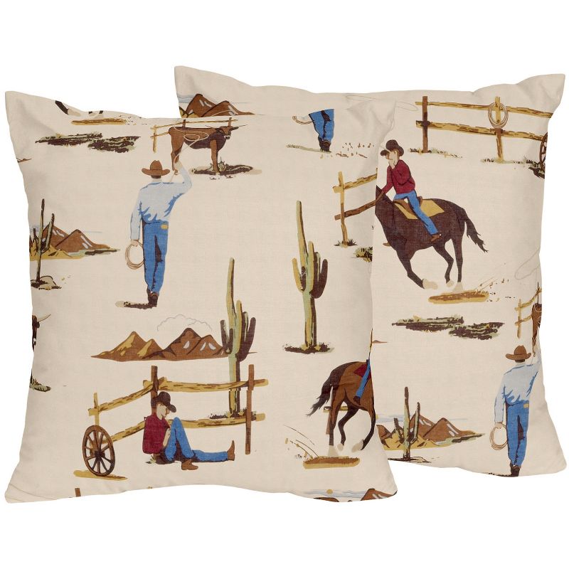 Sweet Jojo Designs Boy Decorative Throw Pillows 18in. Wild West Cowboy Multicolor 2pc, 1 of 3