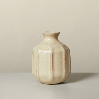 4" Faceted Ceramic Bud Vase Taupe - Hearth & Hand™ with Magnolia