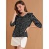 Allegra K Women's Ruffle Lapel Collar Heart Print Elbow Sleeve Button Down Shirt - 3 of 4