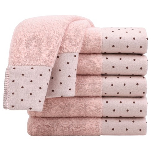 Piccocasa Cotton Kitchen Tea Clean Towel Set Classic, 13x29in, Pink, 6pcs, Size: 34x74cm