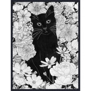 Amanti Art Little Black Garden Cat by Ec Mazur Framed Canvas Wall Art - 1 of 4
