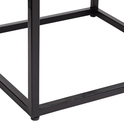 Black and Whitewash Wood Metal Square Nesting Tables Set