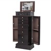 Gulches Jewelry Armoire with Mirror, 8 Drawers & 16 Necklace Hooks, 2 Side Swing Doors(Brown) - 2 of 4
