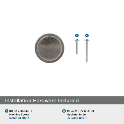 Gunmetal Round Steel Knob with Mounting Hardware