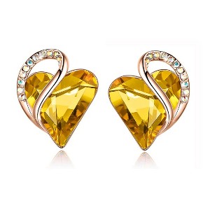 Leafael 18K Rose Gold Plated Love Heart Stud Earrings with Healing Stone Crystal Jewelry Gifts for Women - 1 of 4