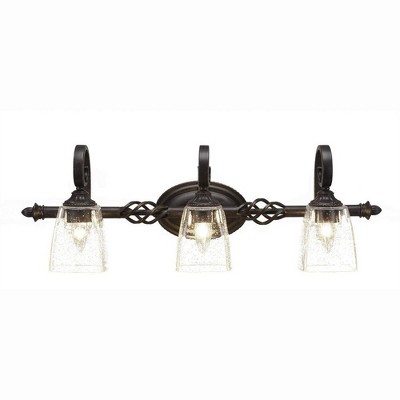 Toltec Lighting Elegante 3 - Light Vanity in  Dark Granite with 4.5" Square Clear Bubble Shade