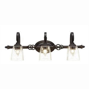 Toltec Lighting Elegante 3 - Light Vanity in  Dark Granite with 4.5" Square Clear Bubble Shade - 1 of 1